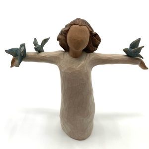 Willow Tree Happiness figurine holding bluebirds by Demdarco - Susan Lordi